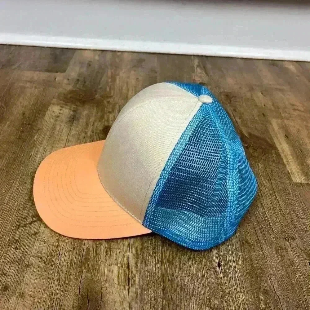 Gracy Folly Colorblock Mesh Snapback Adjustable Hat Orange Blue Trucker